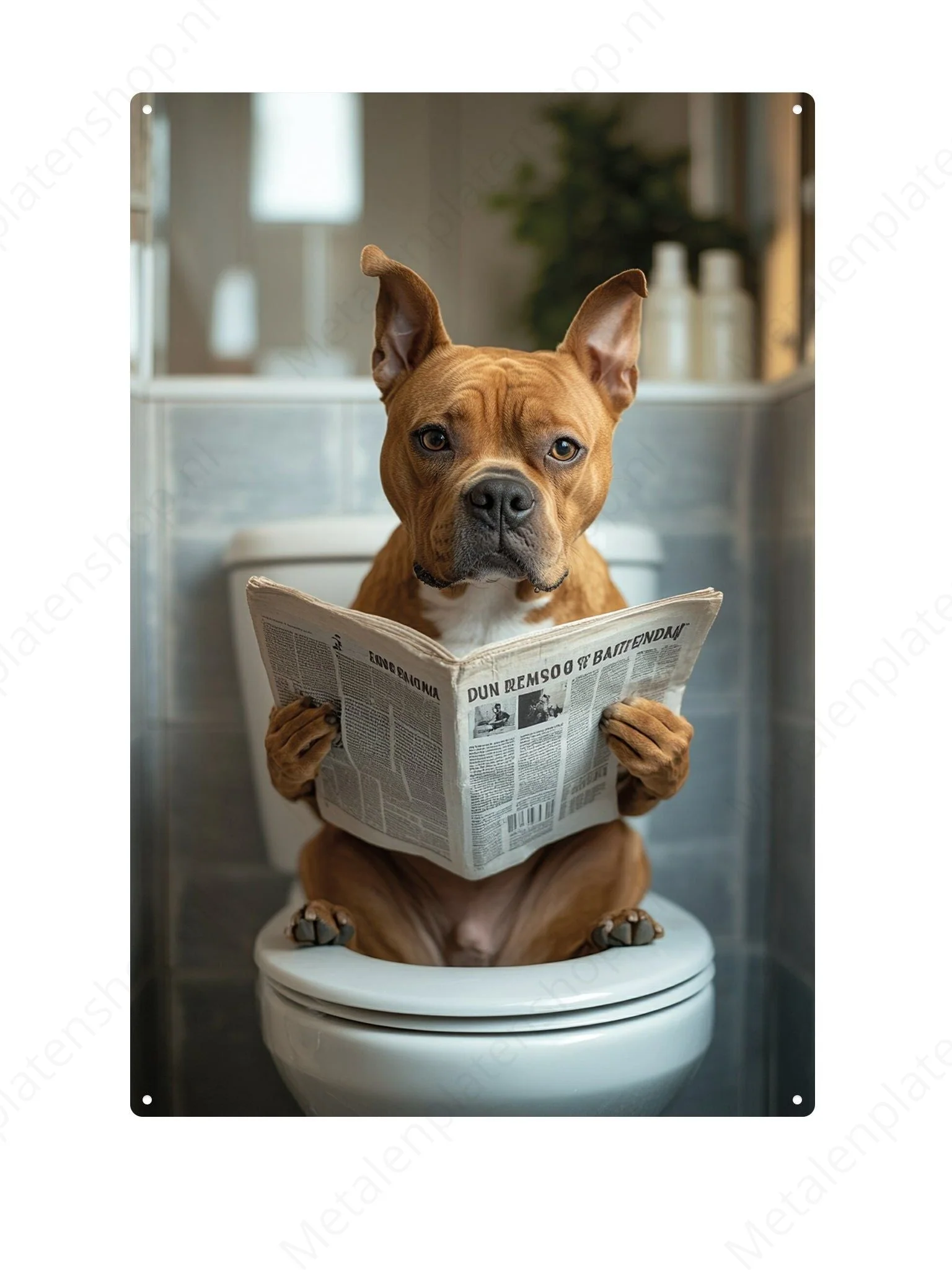 Stefford op de WC met een krant