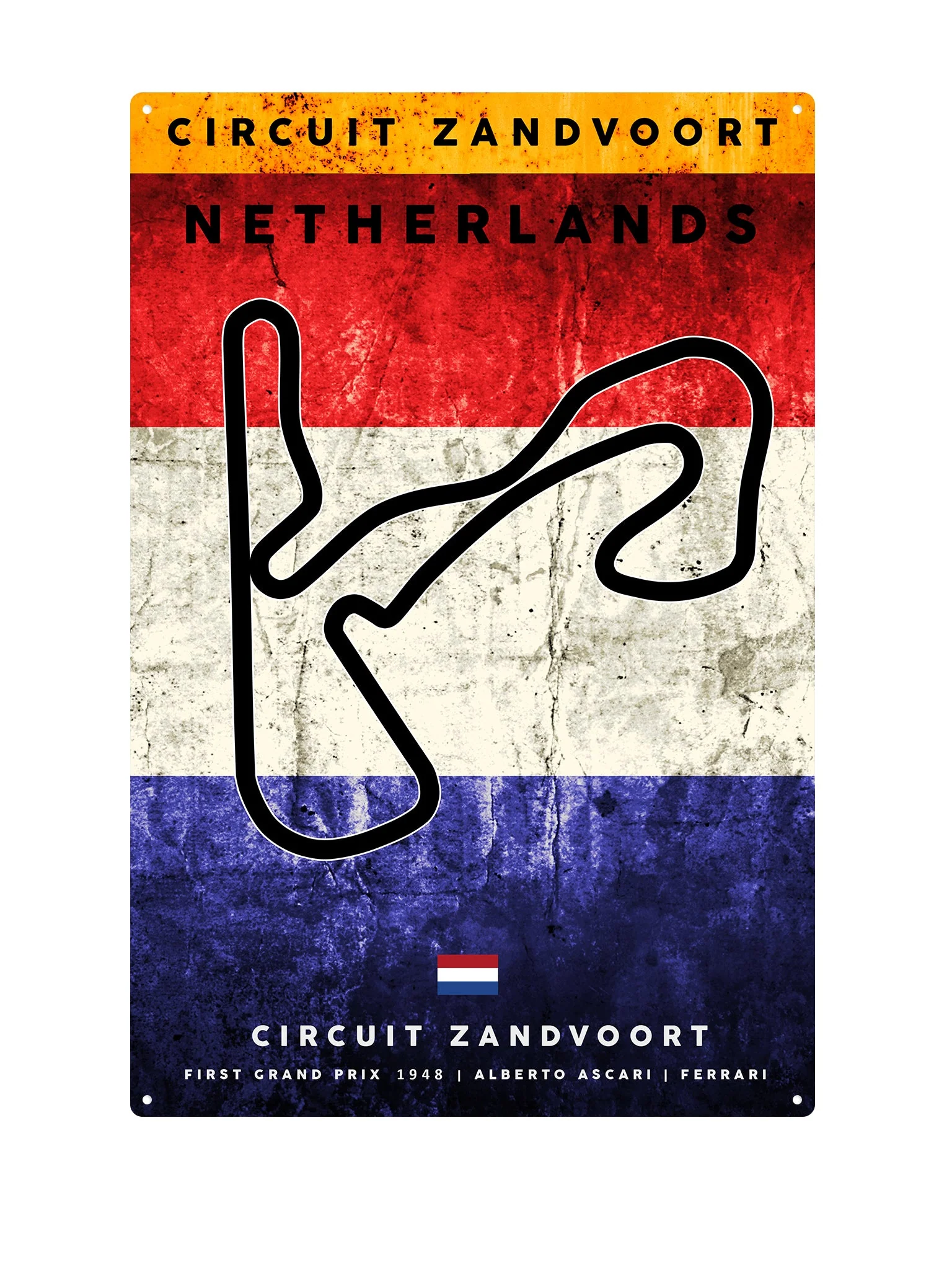Metalen Wandbord Circuit Zandvoort - Grand Prix - Nederland