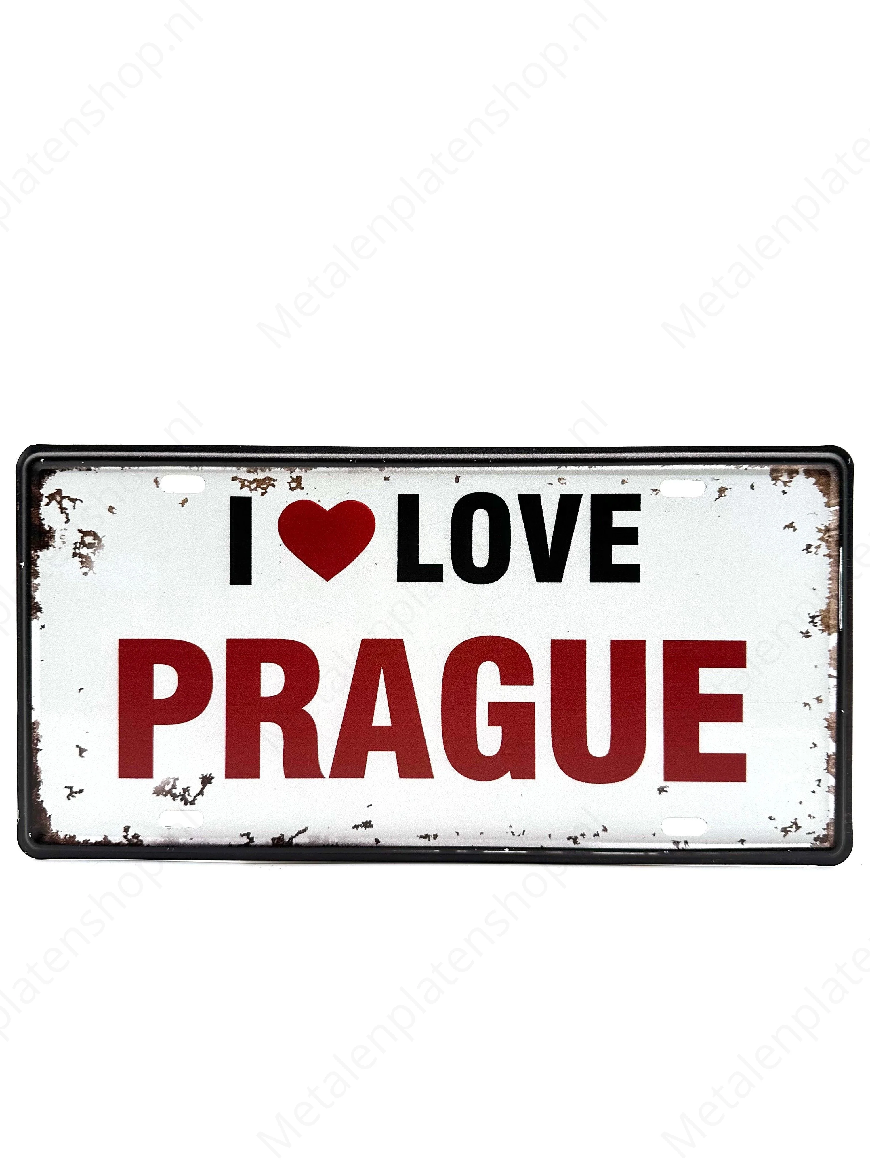 Kentekenplaat - I love Prague - 30x15cm
