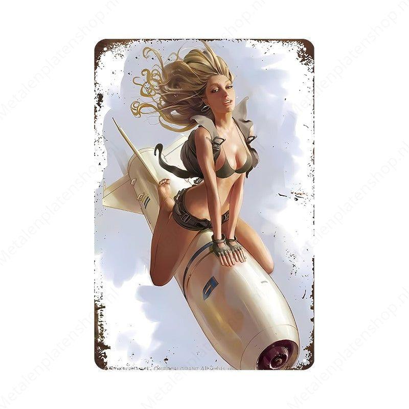 Pin-up Vrouw met Raket