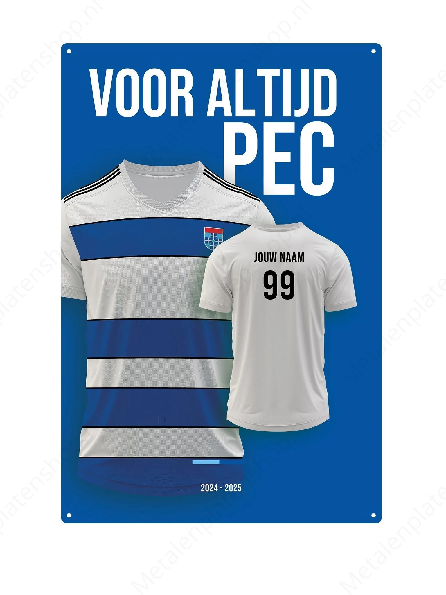 Voetbaltenue Bord PEC Zwolle met eigen naam en rugnummer - 2024/2025